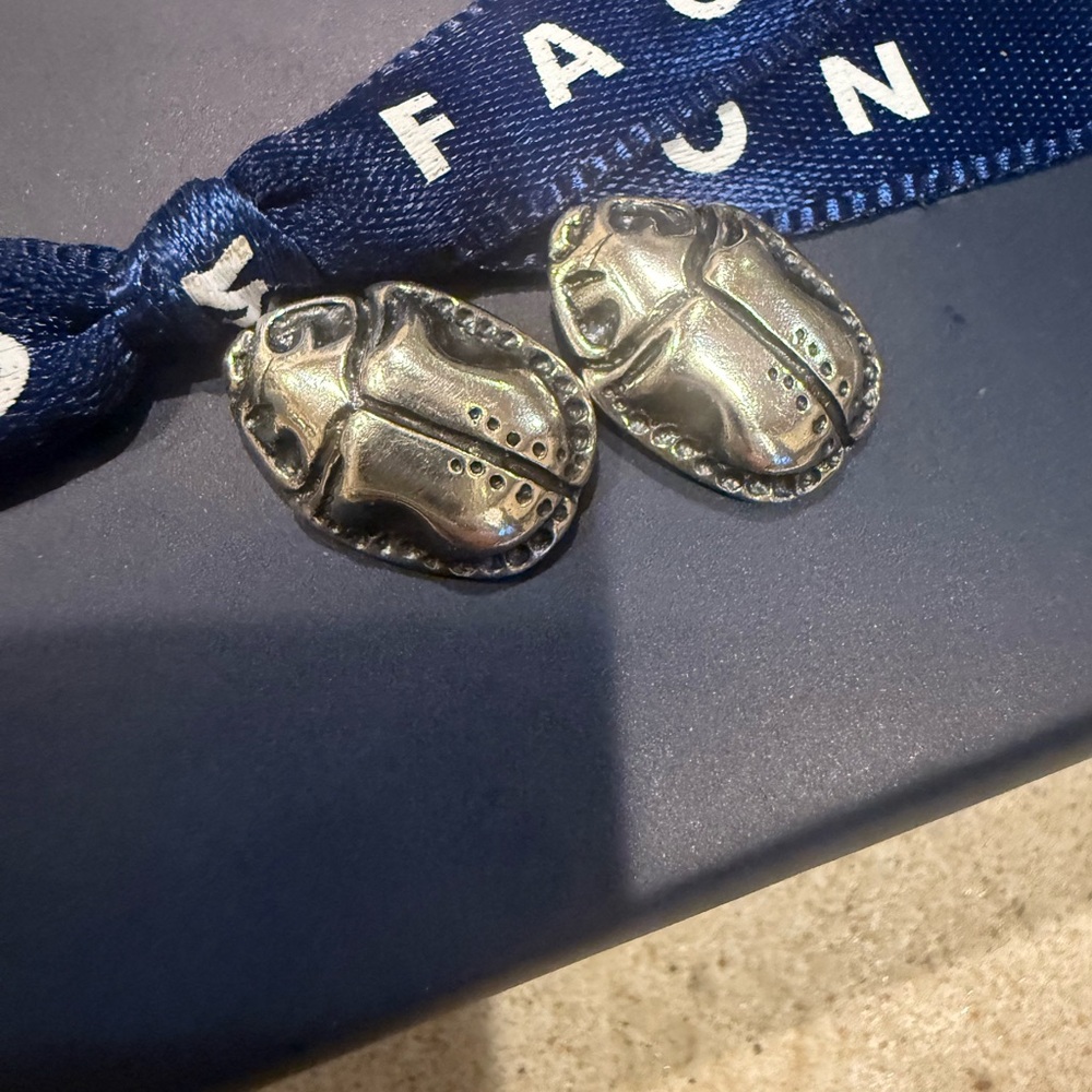 Mignon Faget very rare, retired sterling silver scarab earrings - Picture 2 of 10